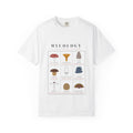 Mushroom Field Guide graphic tee in White, original art by AuraCanvas