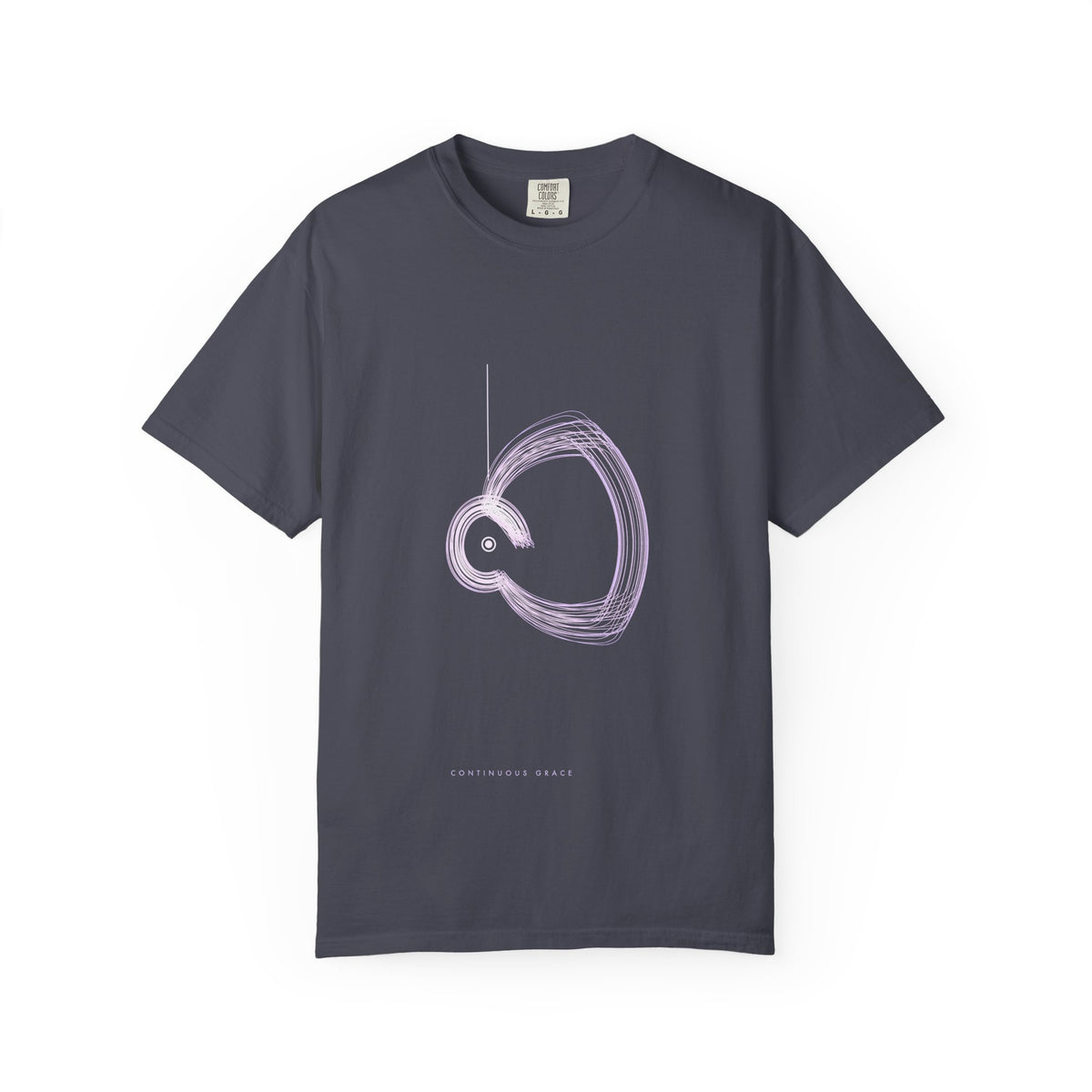 Continuous Grace graphic tee in Navy, original art by AuraCanvas