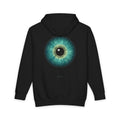 The Iris heavyweight hoodie in Black, original art by AuraCanvas