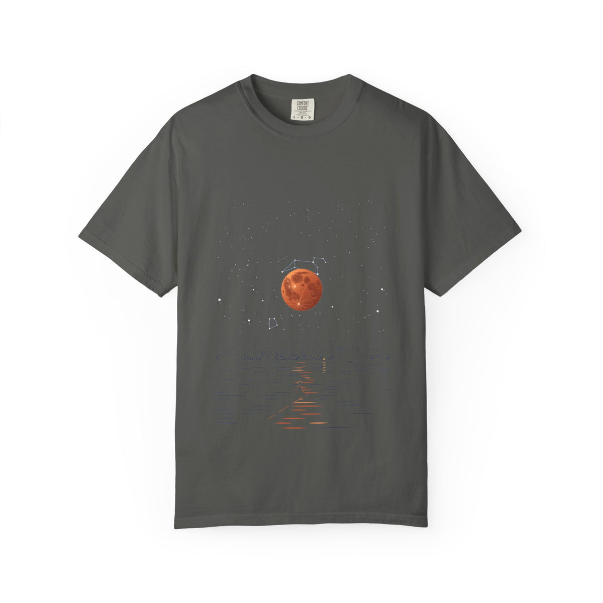 Midnight Eclipse graphic tee in Pepper, original art by AuraCanvas