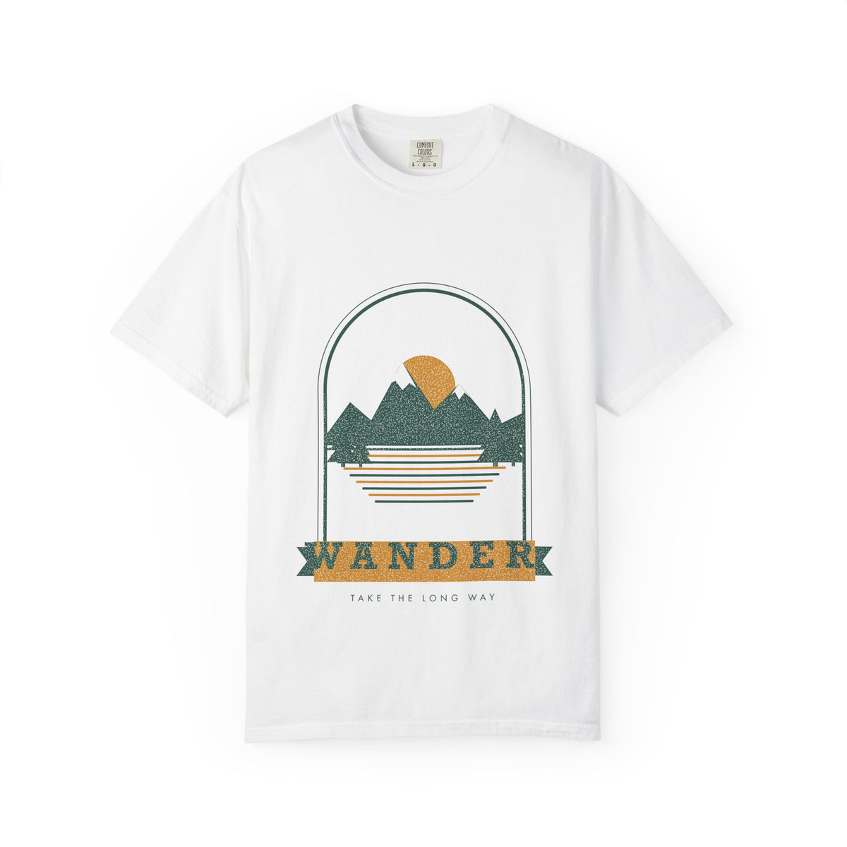 Wander graphic tee in White, original art by AuraCanvas