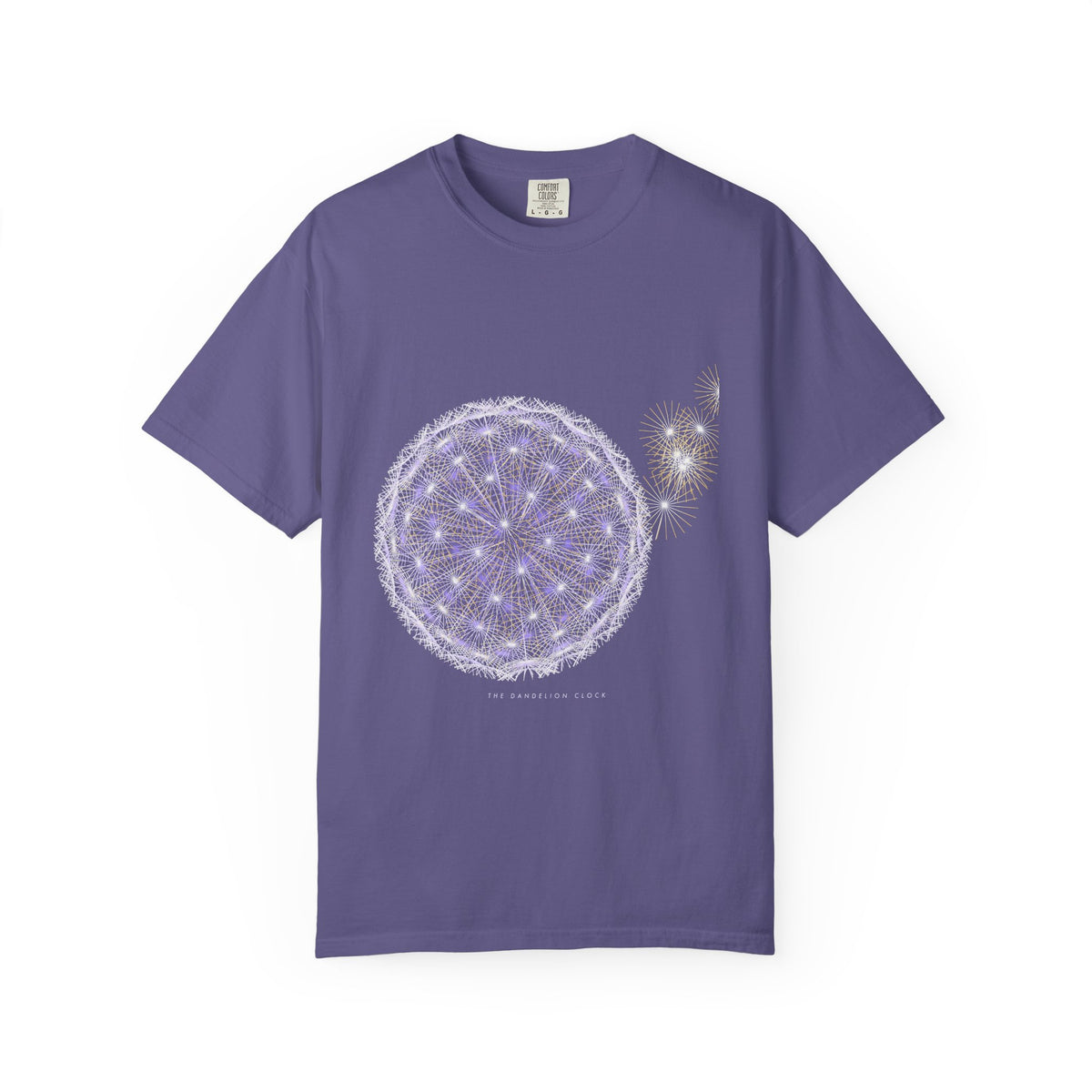 The Dandelion Clock graphic tee in Grape, original art by AuraCanvas