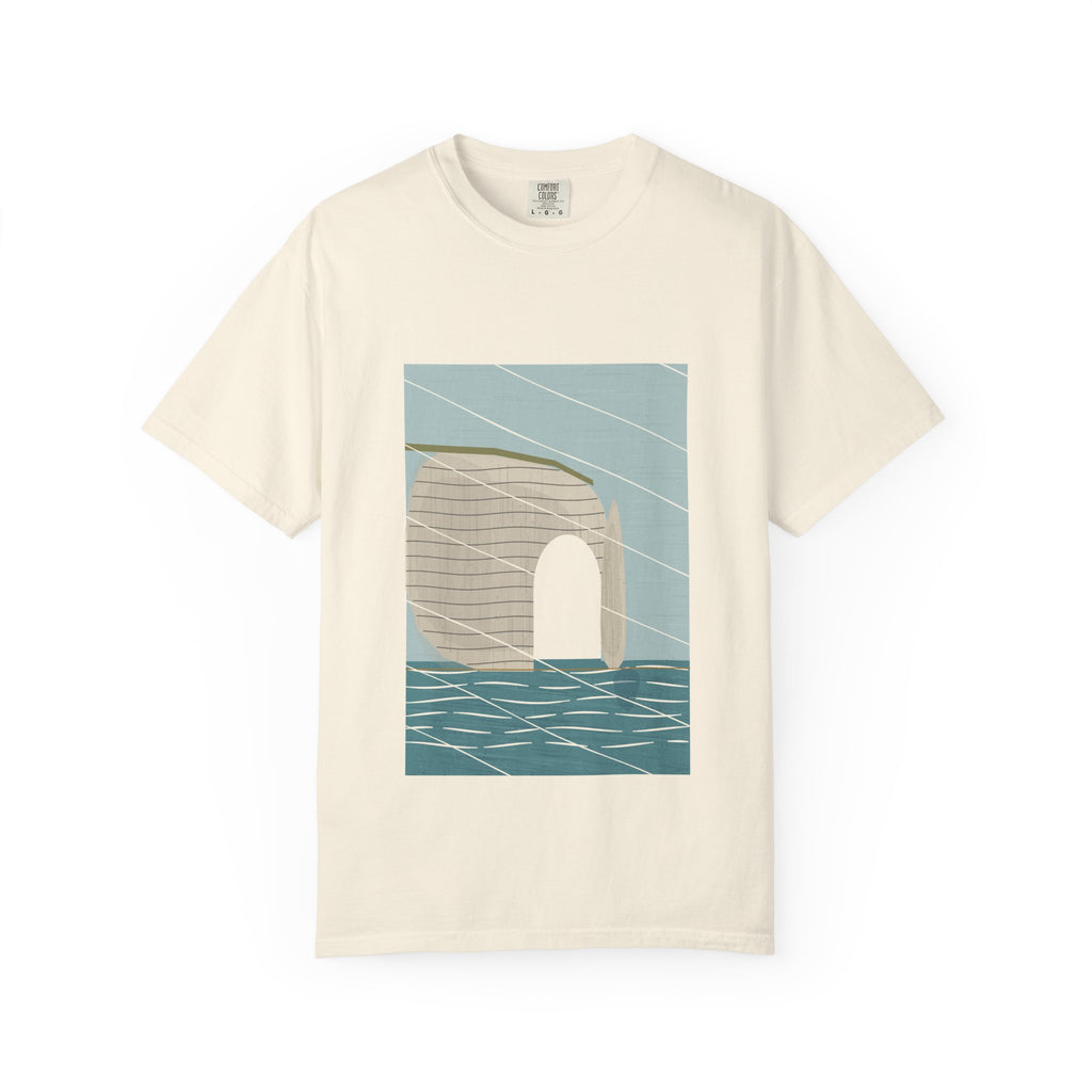 Étretat graphic tee in Ivory, original art by AuraCanvas