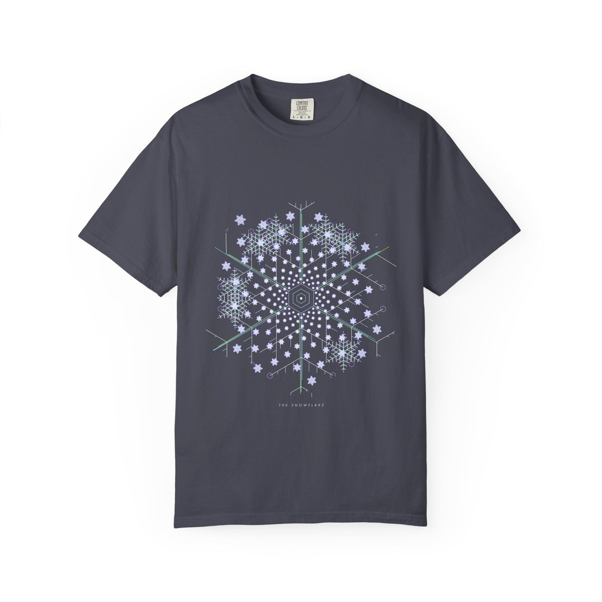 The Snowflake graphic tee in Navy, original art by AuraCanvas