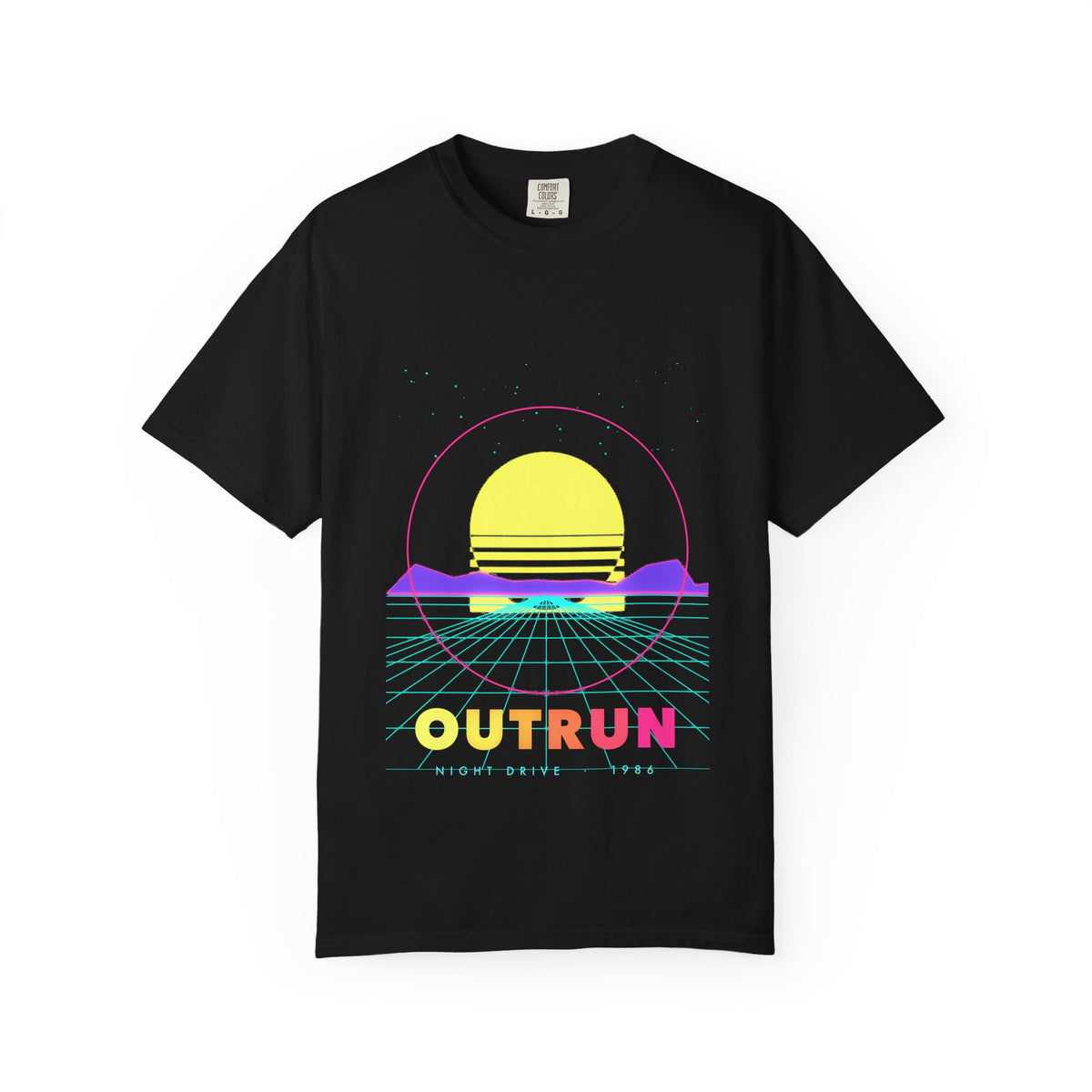 Outrun graphic tee in Black, original art by AuraCanvas