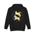 Koi Orbit heavyweight hoodie in Black, original art by AuraCanvas