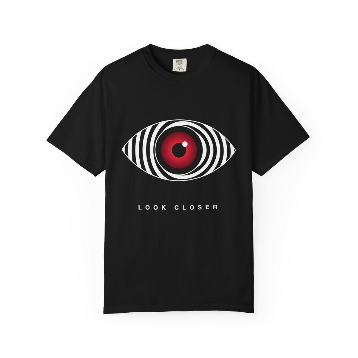 Hypnotic Eye graphic tee in Black, original art by AuraCanvas