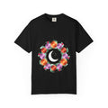 Night Wreath graphic tee in Black, original art by AuraCanvas