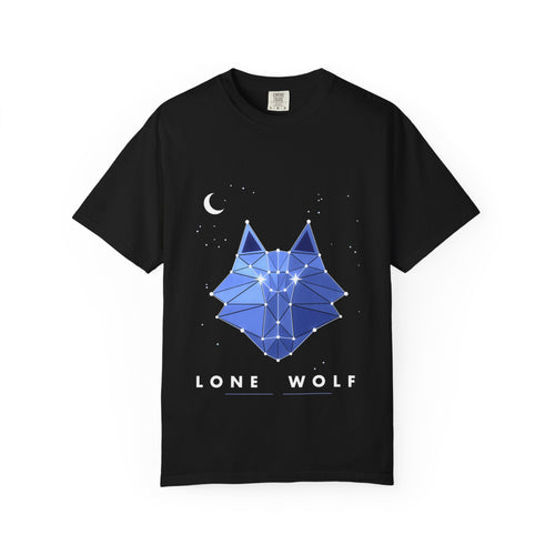 Constellation Wolf graphic tee in Black, original art by AuraCanvas