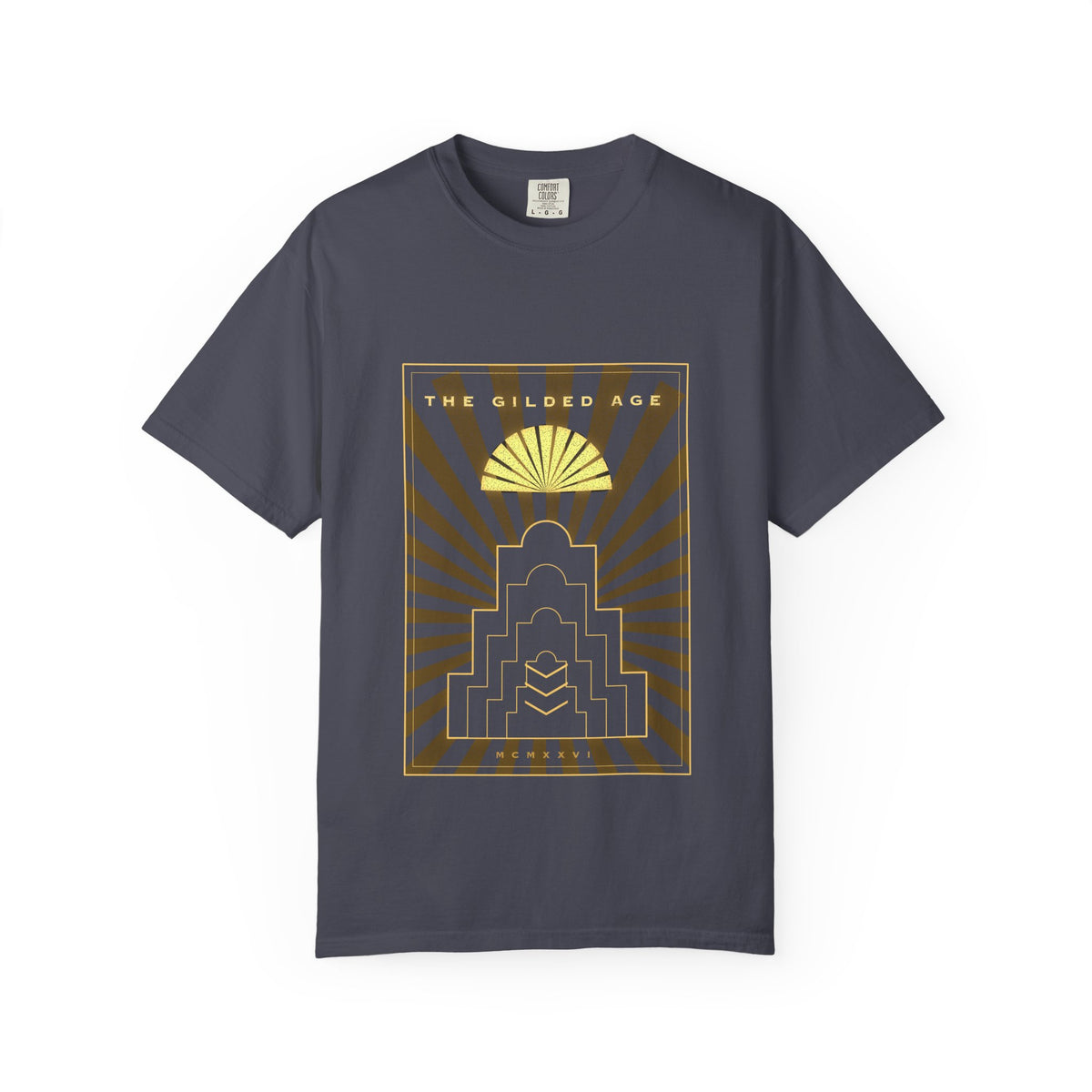 Gilded Age graphic tee in Navy, original art by AuraCanvas