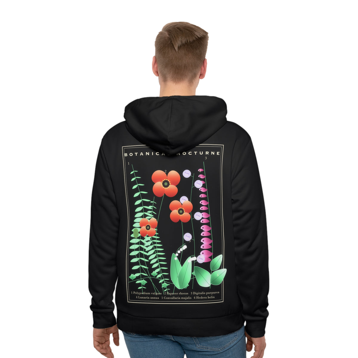 Botanical Nocturne all-over print hoodie, view 2