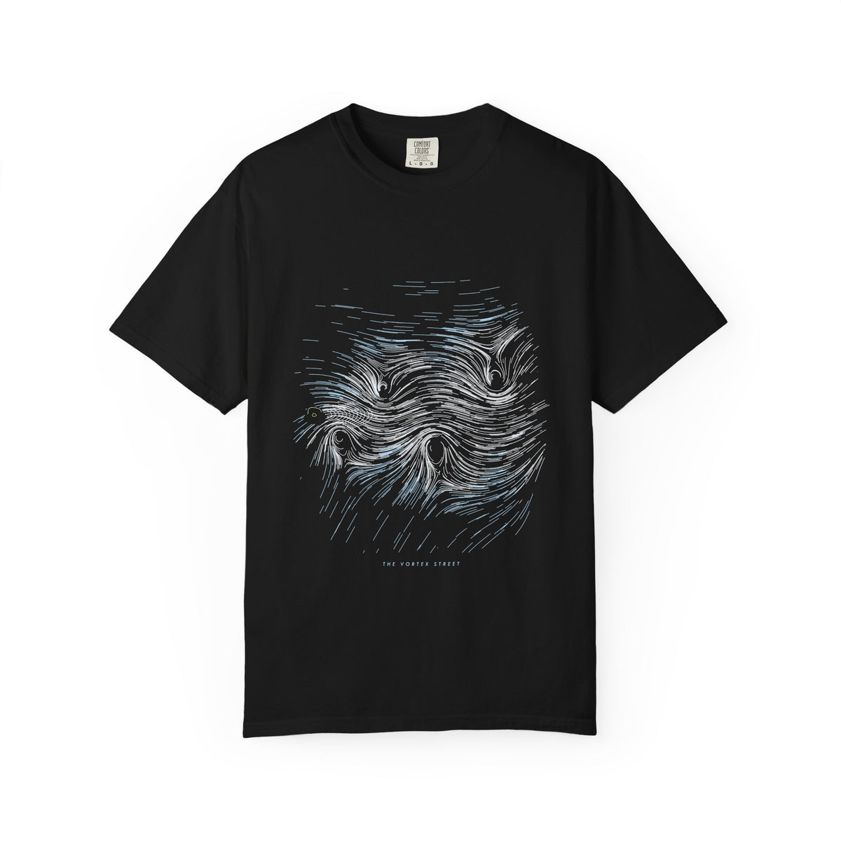 The Vortex Street graphic tee in Black, original art by AuraCanvas