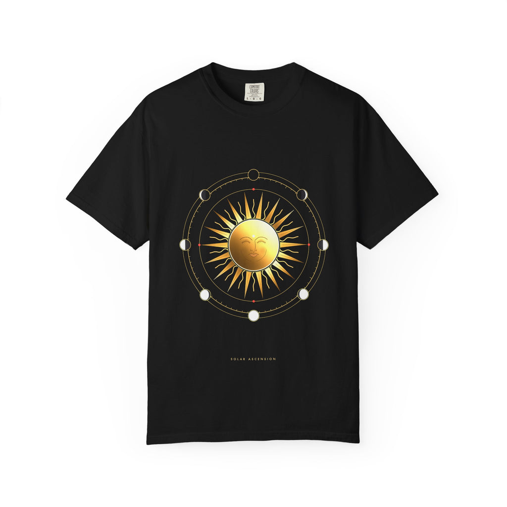 Solar Ascension graphic tee in Black, original art by AuraCanvas