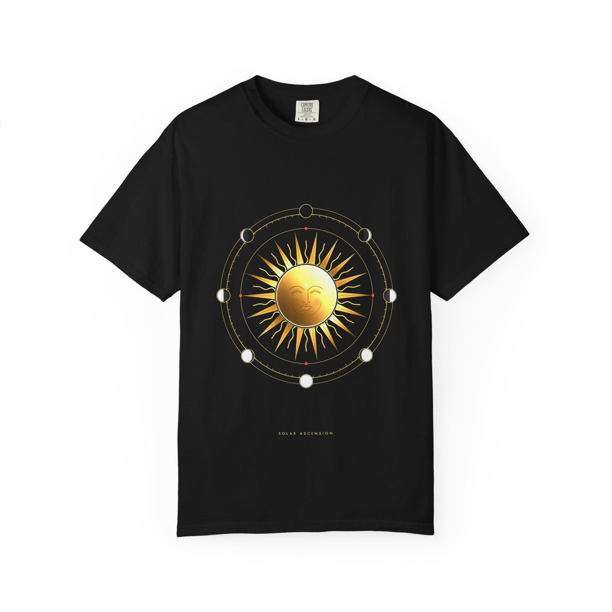 Solar Ascension graphic tee in Black, original art by AuraCanvas