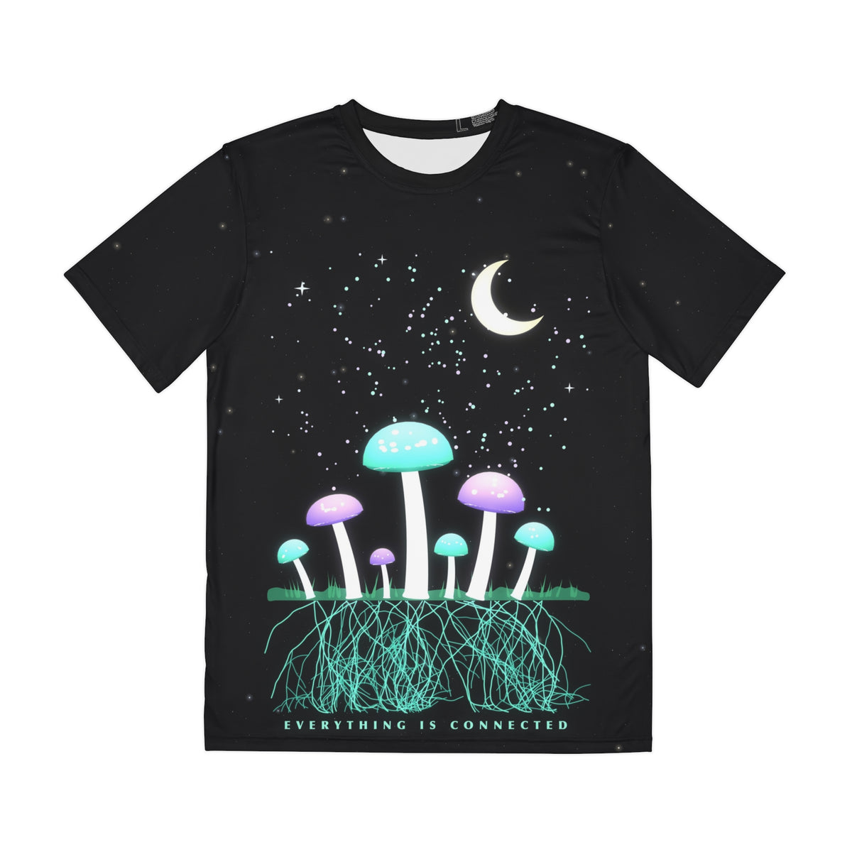Moonlit Mycelium all-over print tee, view 1