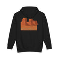 Monument Valley heavyweight hoodie in Black, original art by AuraCanvas