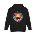 Moth and Rose heavyweight hoodie in Black, original art by AuraCanvas