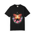 Moth and Rose graphic tee in Black, original art by AuraCanvas
