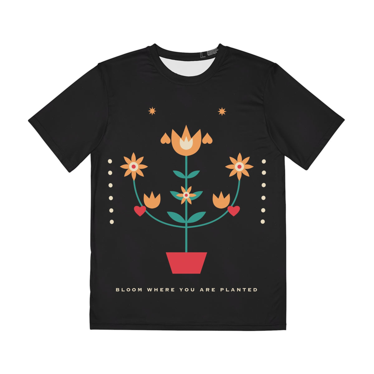 Folk Bloom all-over print tee, view 1