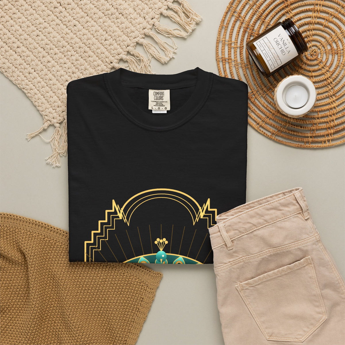 Deco Peacock graphic tee, view 5