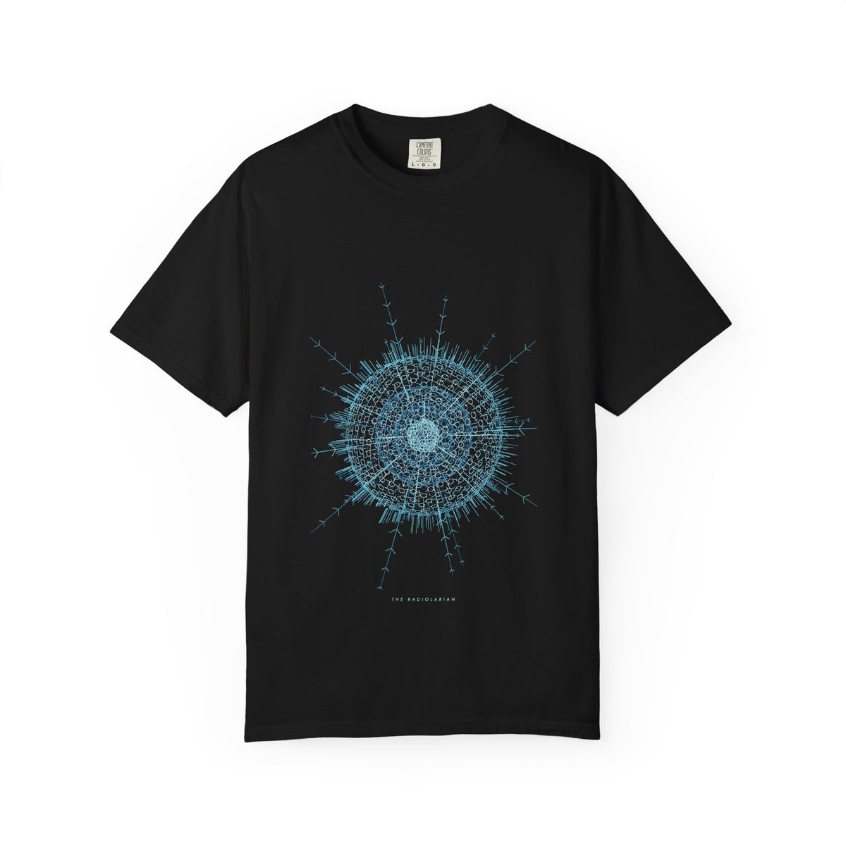 The Radiolarian graphic tee in Black, original art by AuraCanvas