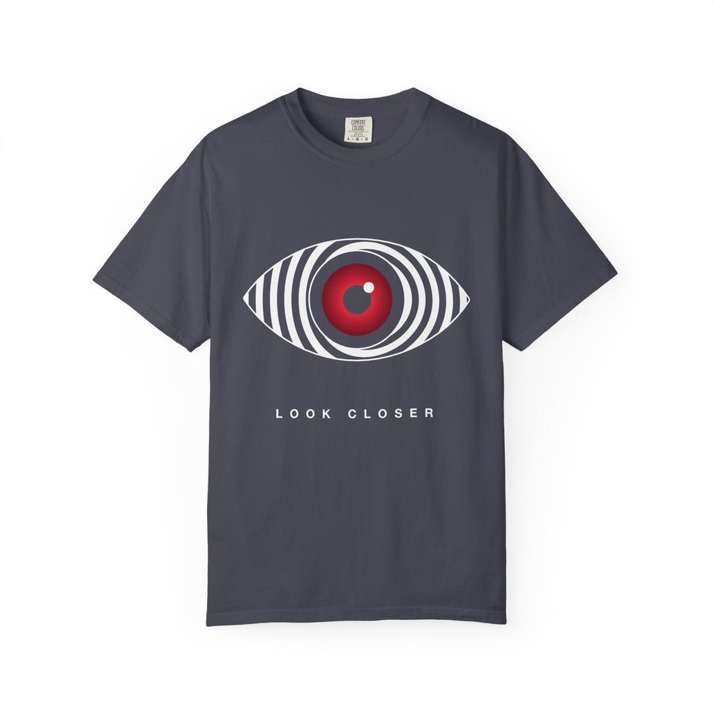 Hypnotic Eye graphic tee in Navy, original art by AuraCanvas