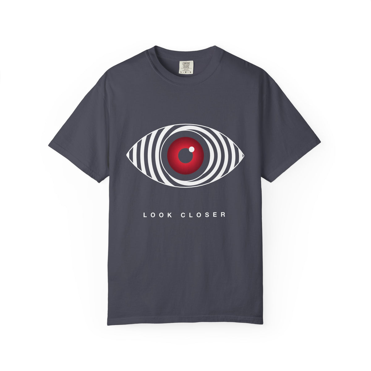 Hypnotic Eye graphic tee in Navy, original art by AuraCanvas
