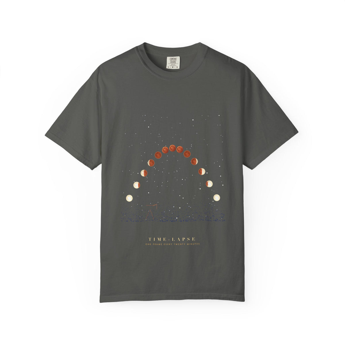 Time-Lapse graphic tee in Pepper, original art by AuraCanvas