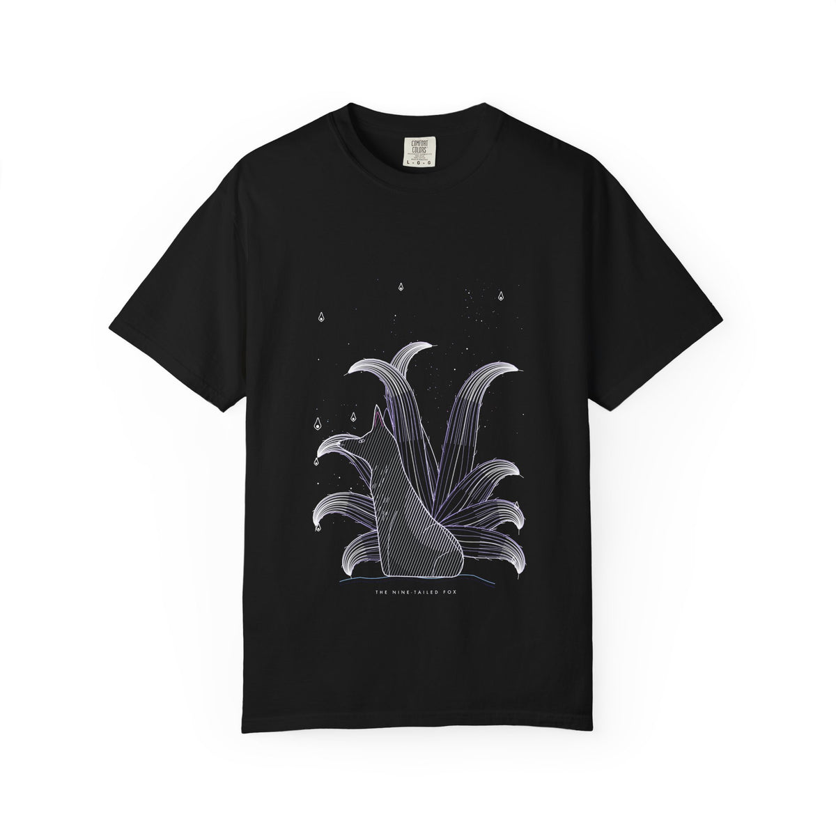 The Nine-Tailed Fox graphic tee in Black, original art by AuraCanvas