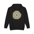 Brewster's Kaleidoscope heavyweight hoodie in Black, original art by AuraCanvas