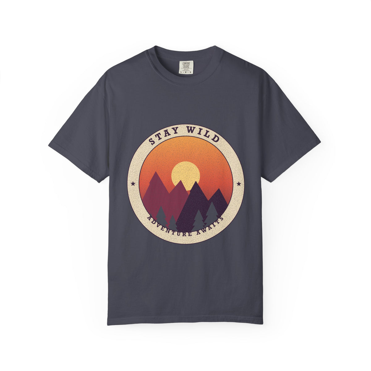 Stay Wild graphic tee in Navy, original art by AuraCanvas