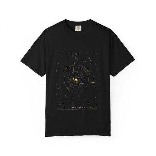 'Oumuamua graphic tee in Black, original art by AuraCanvas