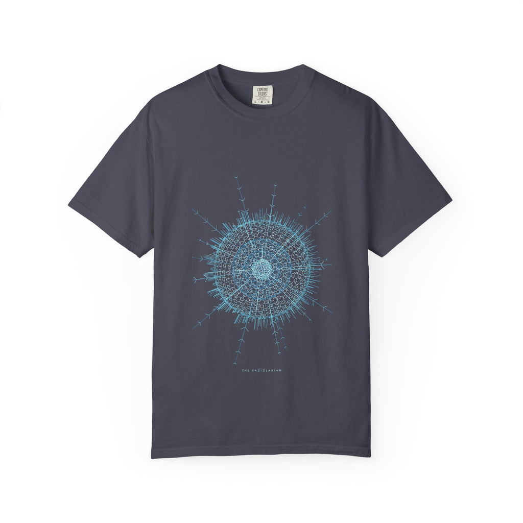 The Radiolarian graphic tee in Navy, original art by AuraCanvas