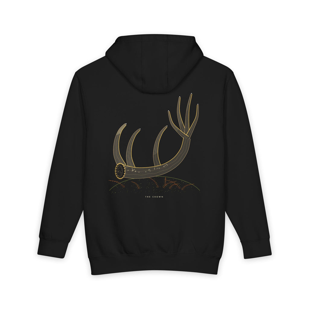 The Crown heavyweight hoodie in Black, original art by AuraCanvas