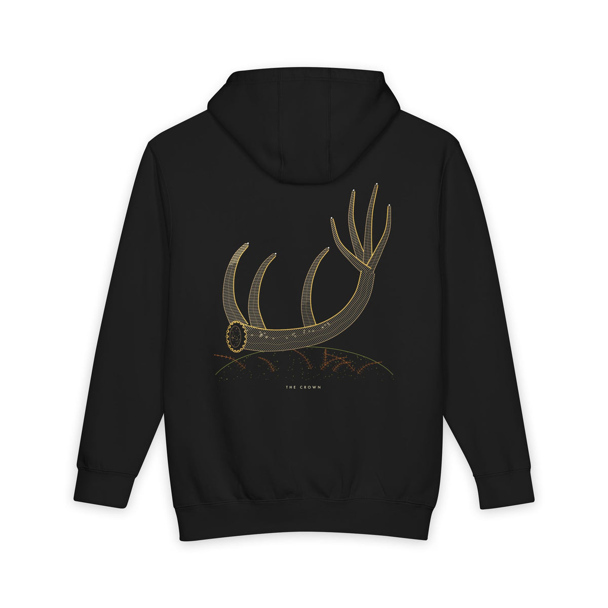The Crown heavyweight hoodie in Black, original art by AuraCanvas