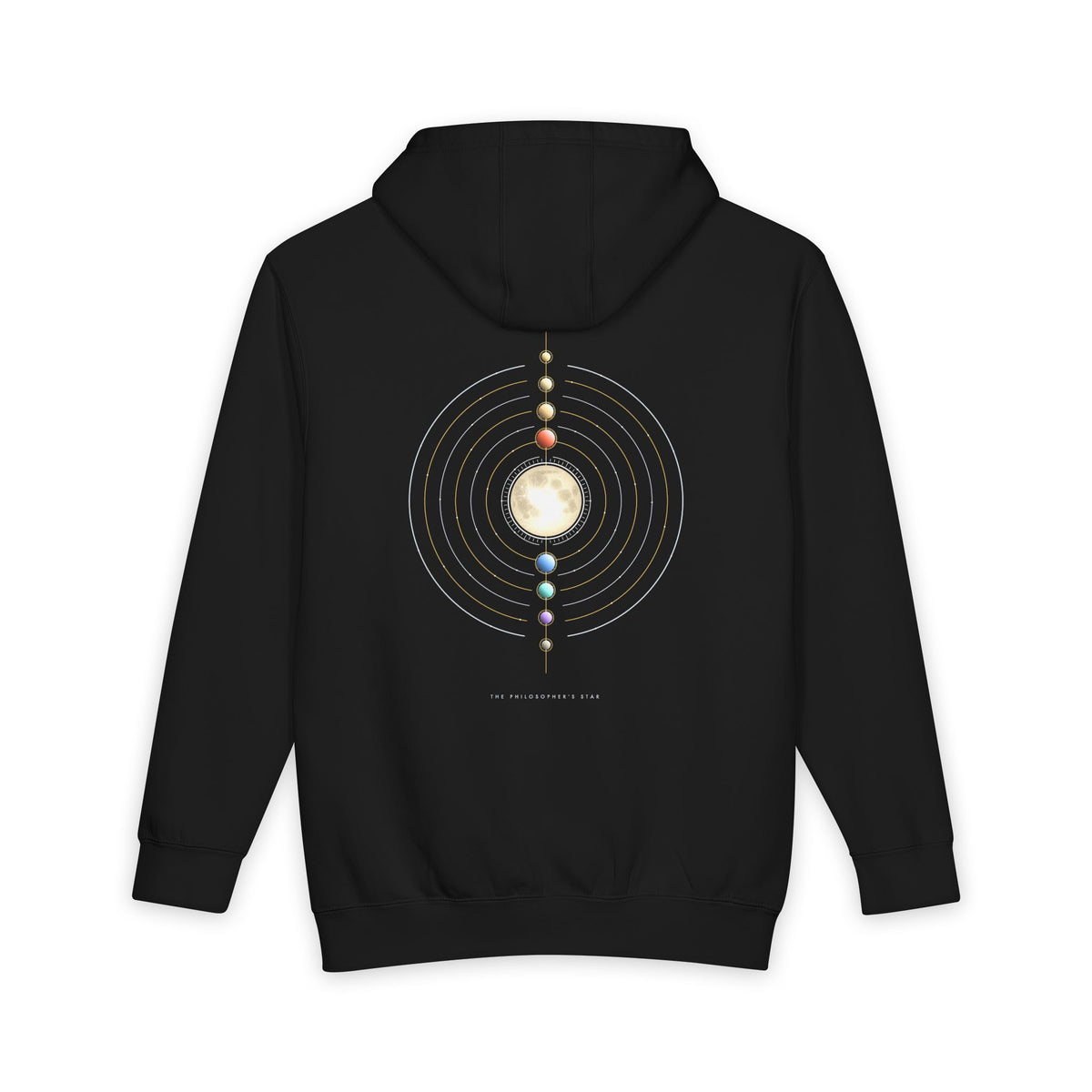 The Philosopher's Star heavyweight hoodie in Black, original art by AuraCanvas