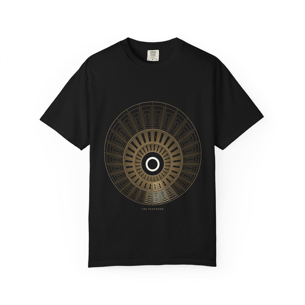 The Pantheon graphic tee in Black, original art by AuraCanvas