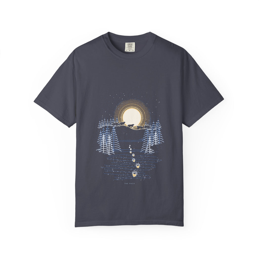 The Pack graphic tee in Navy, original art by AuraCanvas