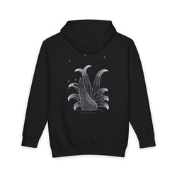 The Nine-Tailed Fox heavyweight hoodie in Black, original art by AuraCanvas