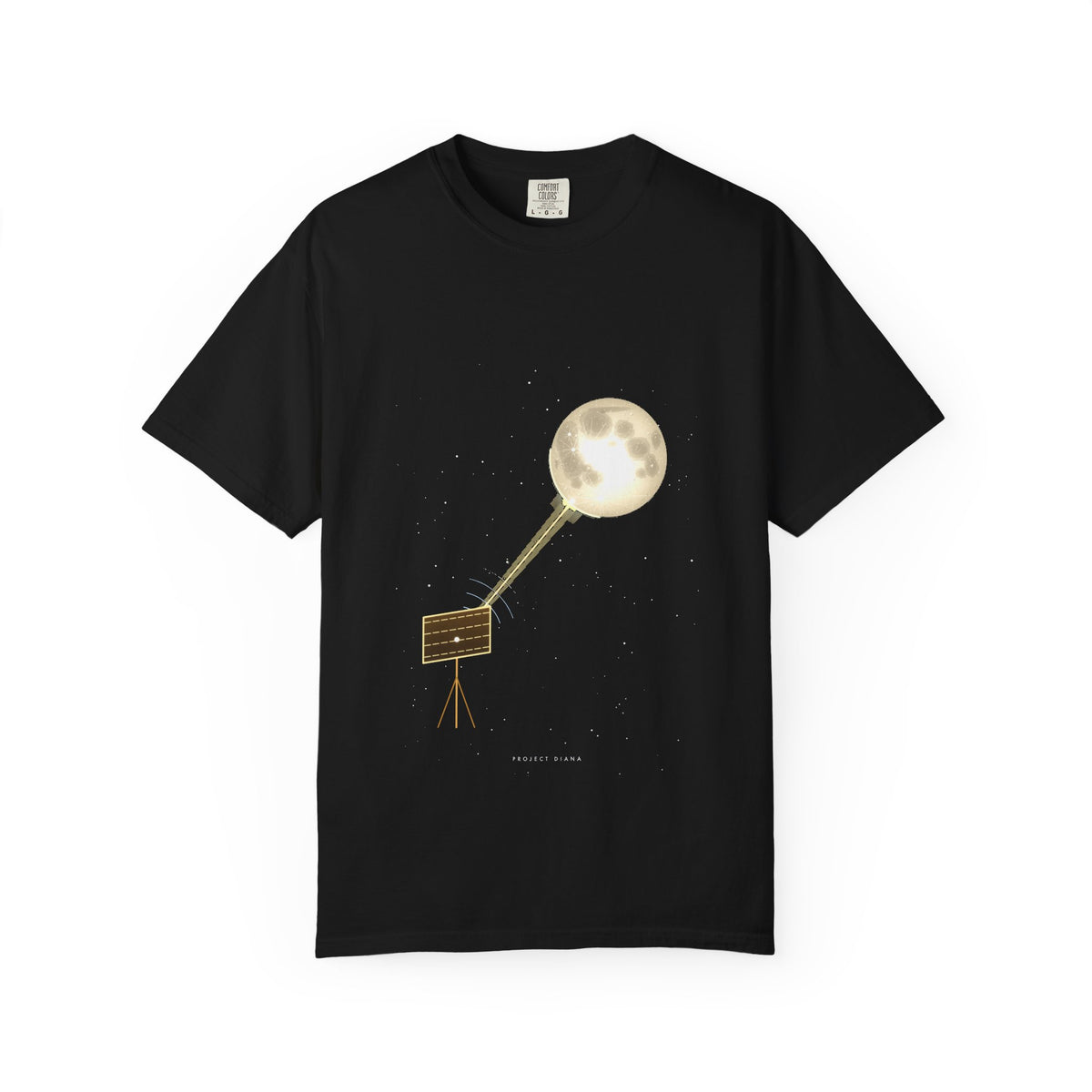 Project Diana graphic tee in Black, original art by AuraCanvas