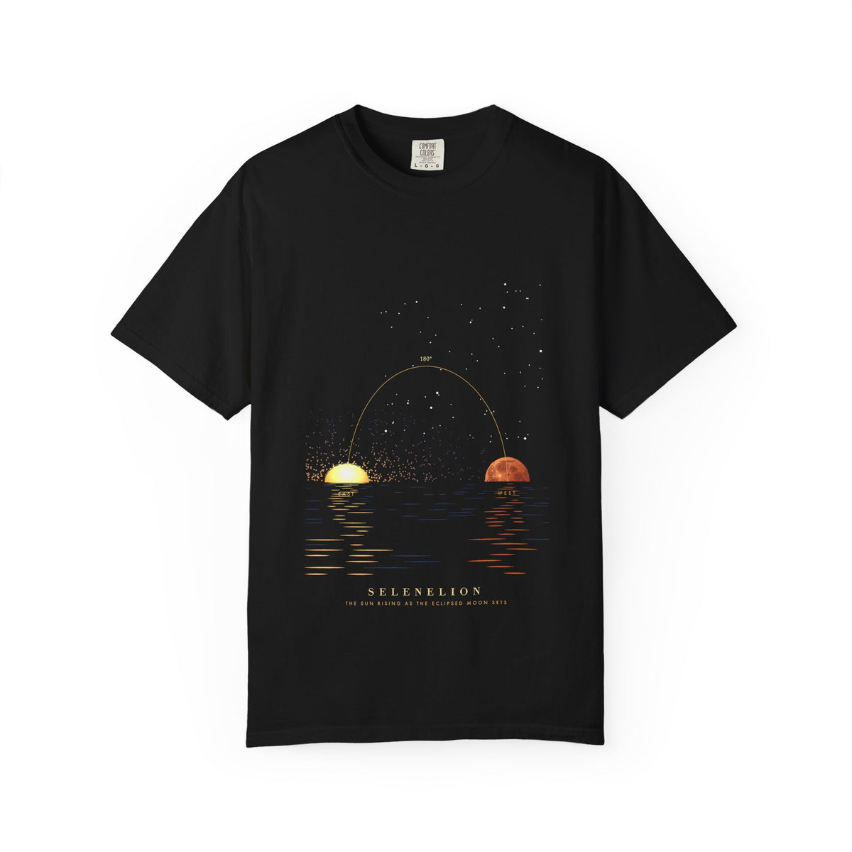 Selenelion graphic tee in Black, original art by AuraCanvas