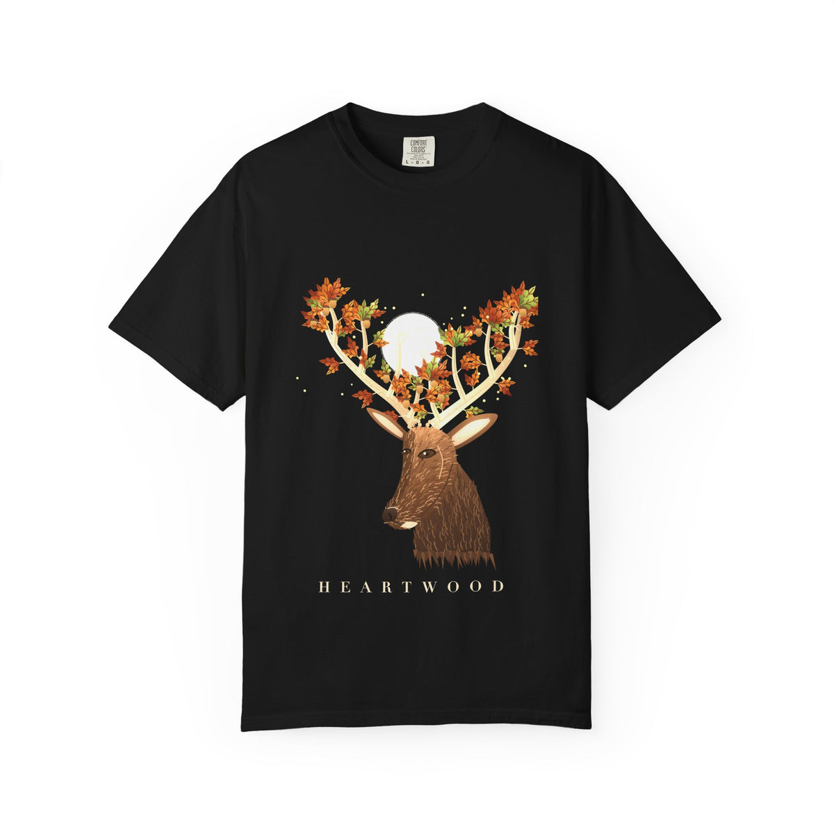 Heartwood graphic tee in Black, original art by AuraCanvas