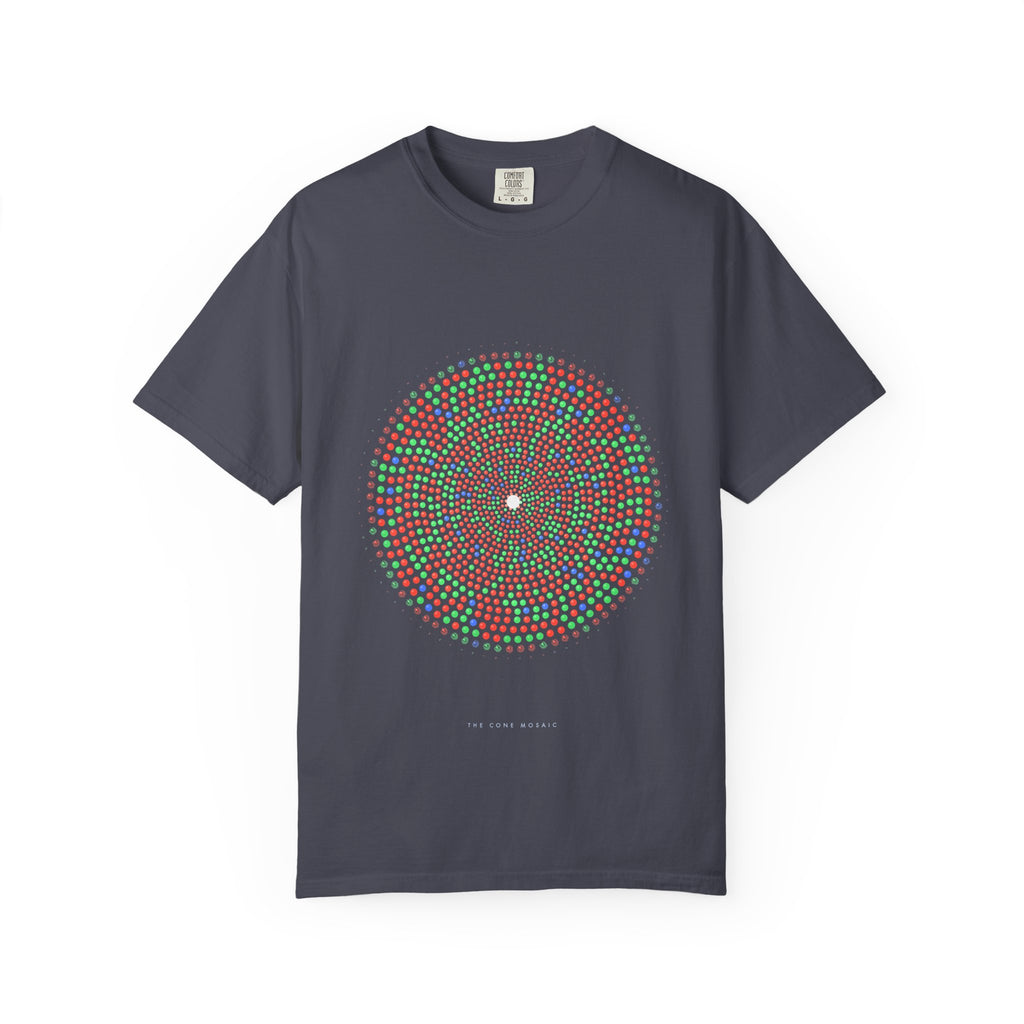 The Cone Mosaic graphic tee in Navy, original art by AuraCanvas