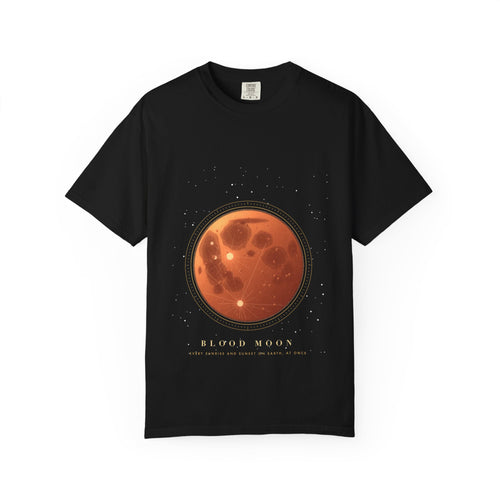Blood Moon graphic tee in Black, original art by AuraCanvas