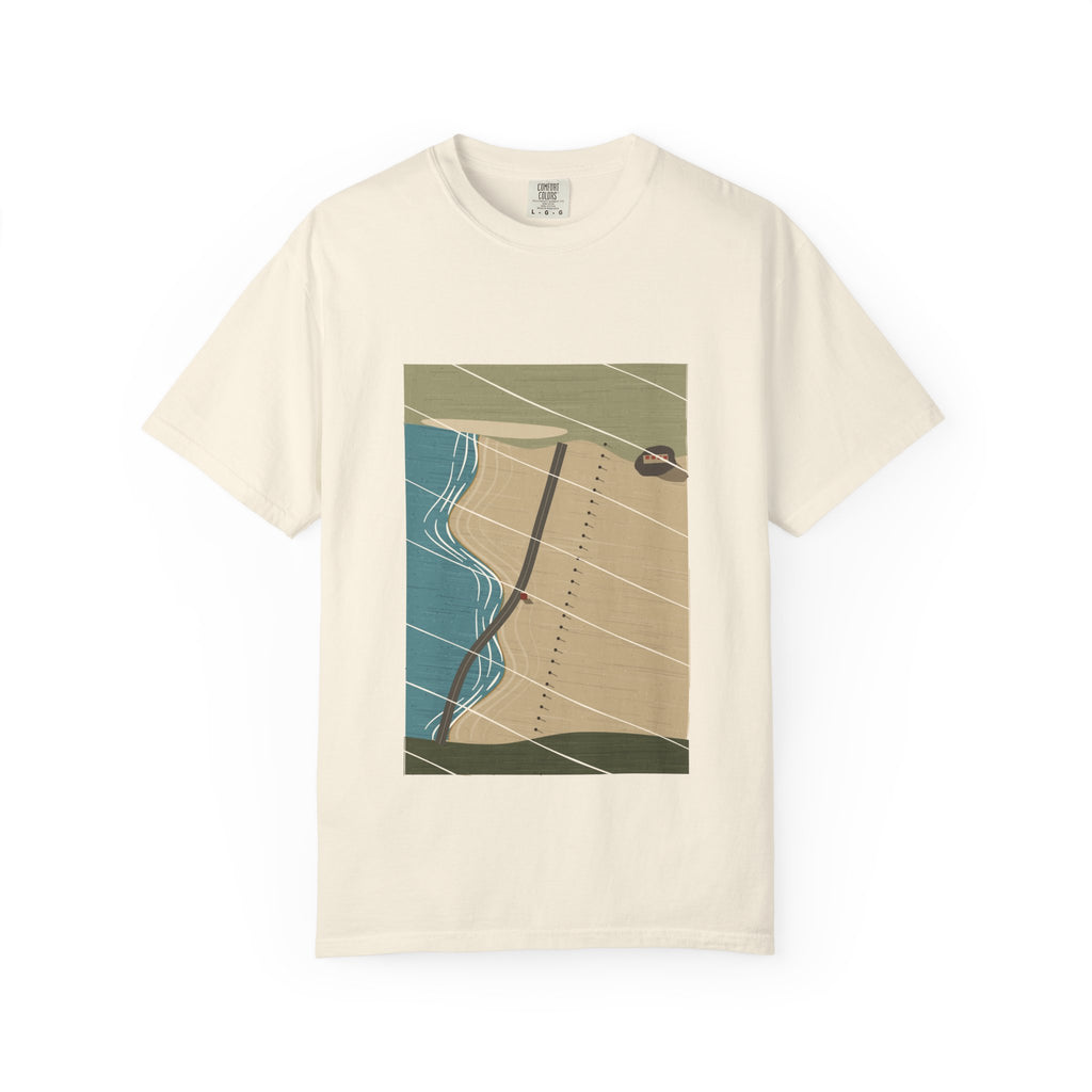 Lindisfarne graphic tee in Ivory, original art by AuraCanvas