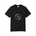 Violet Supernova graphic tee in Black, original art by AuraCanvas