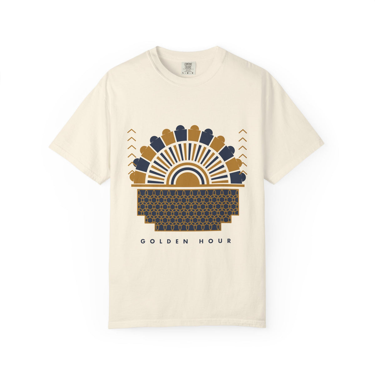 Golden Hour Fan graphic tee in Ivory, original art by AuraCanvas