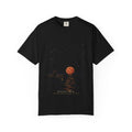 Rising Red graphic tee in Black, original art by AuraCanvas