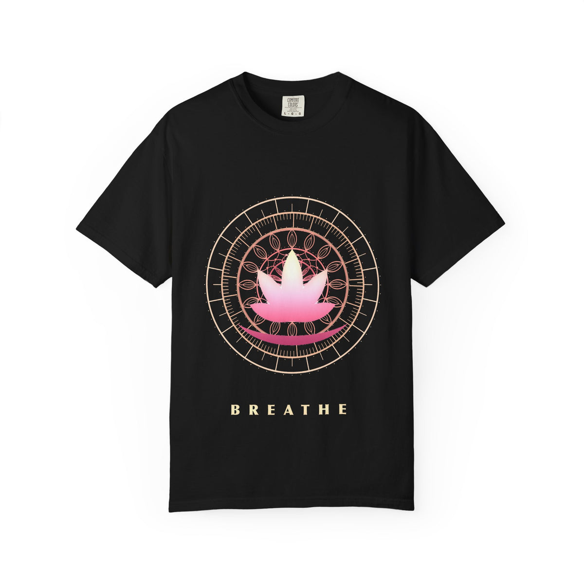 Sacred Lotus graphic tee in Black, original art by AuraCanvas