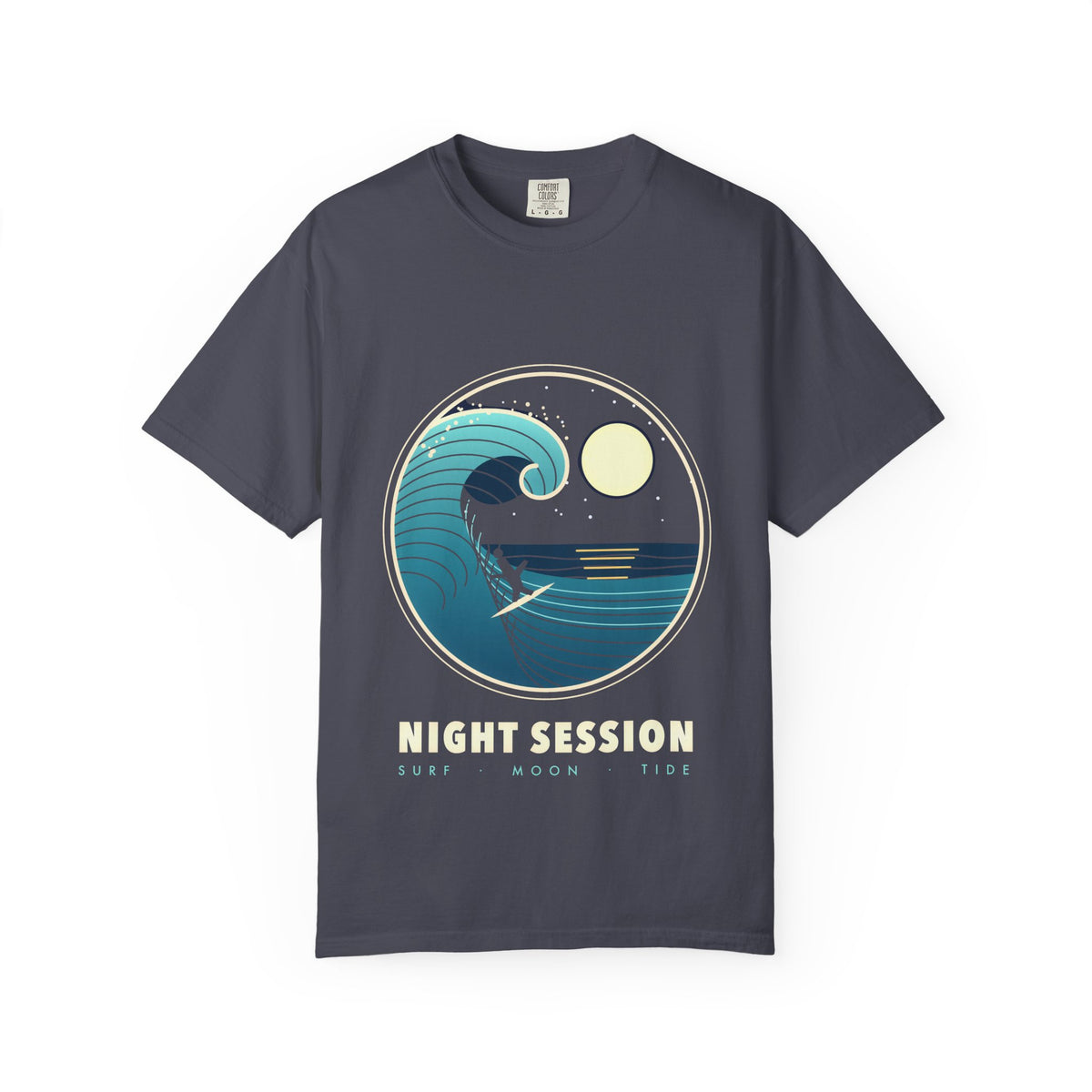 Night Session graphic tee in Navy, original art by AuraCanvas